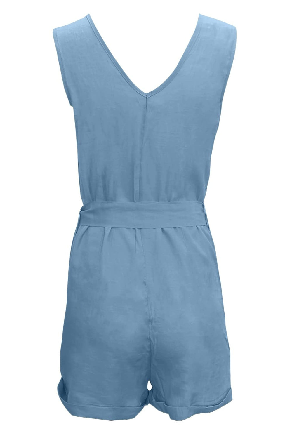 Tied V-Neck Sleeveless Romper with Pockets Dresses & Tops