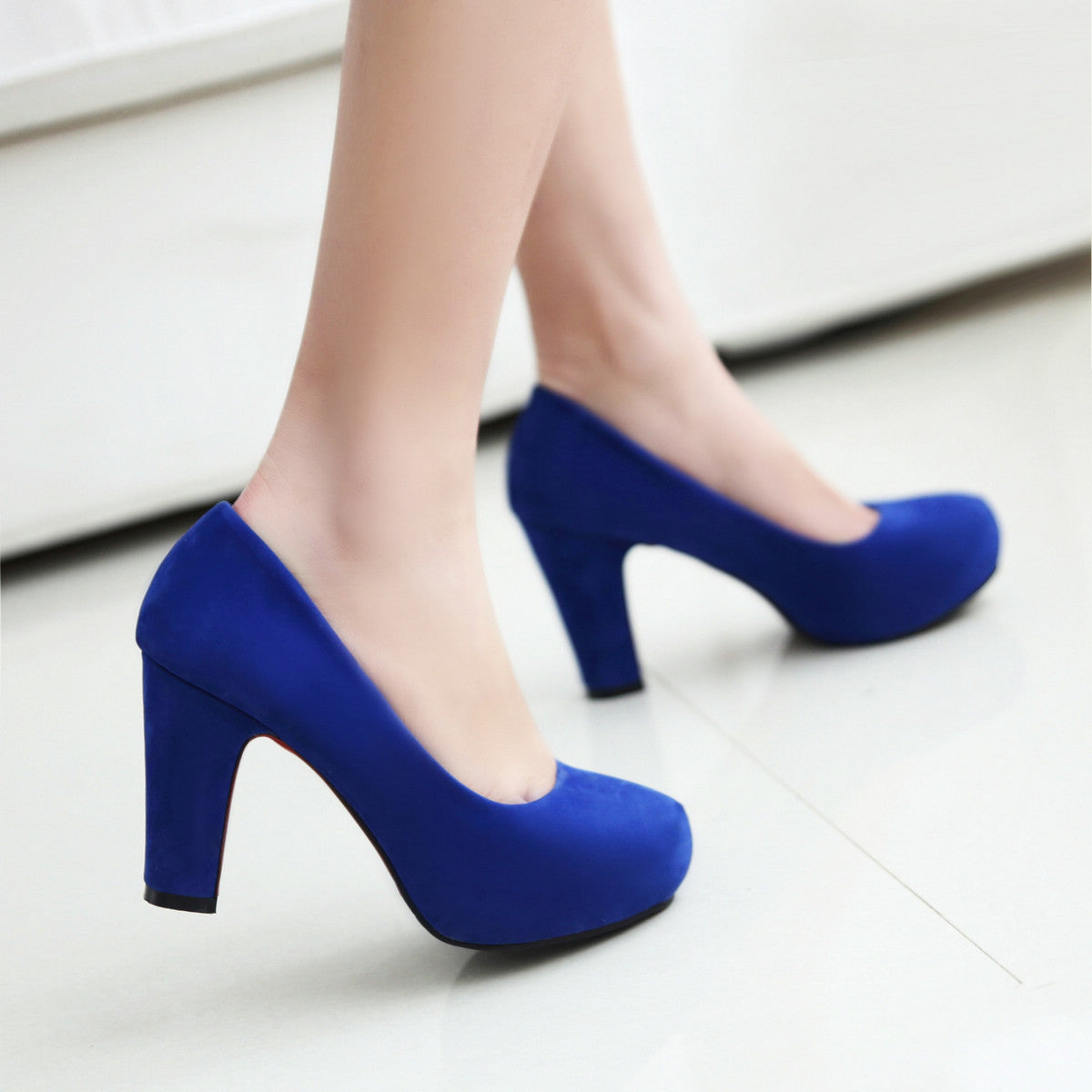 Shallow Mouth Suede Pumps Thick Heel Water Platform Super High Heel Shoes & Bags