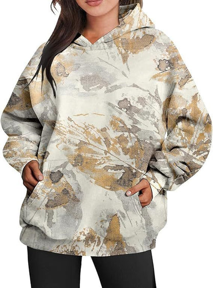 Women's Camouflage Hoodie Maple Leaf Print Oversized apparels & accessories