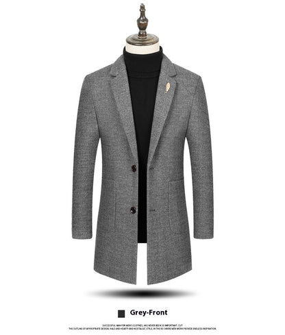 Men's Lapel Herringbone Slim-fit Cashmere Coat men's clothing