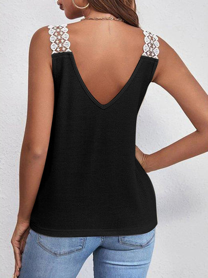 Full Size Lace Detail V-Neck Tank apparel & accessories