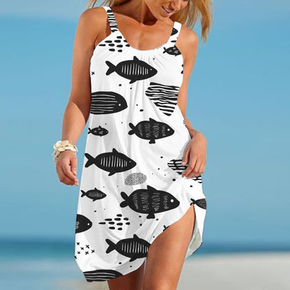 Urban Leisure Marine Elements Printing Slip Dress Dresses & Tops