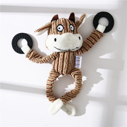 Pet Toy Donkey Shape Corduroy Chew Toy For Dogs Puppy Squeaker Squeaky Plush Bone Molar Dog Toy Pet Training Dog Dog Toys