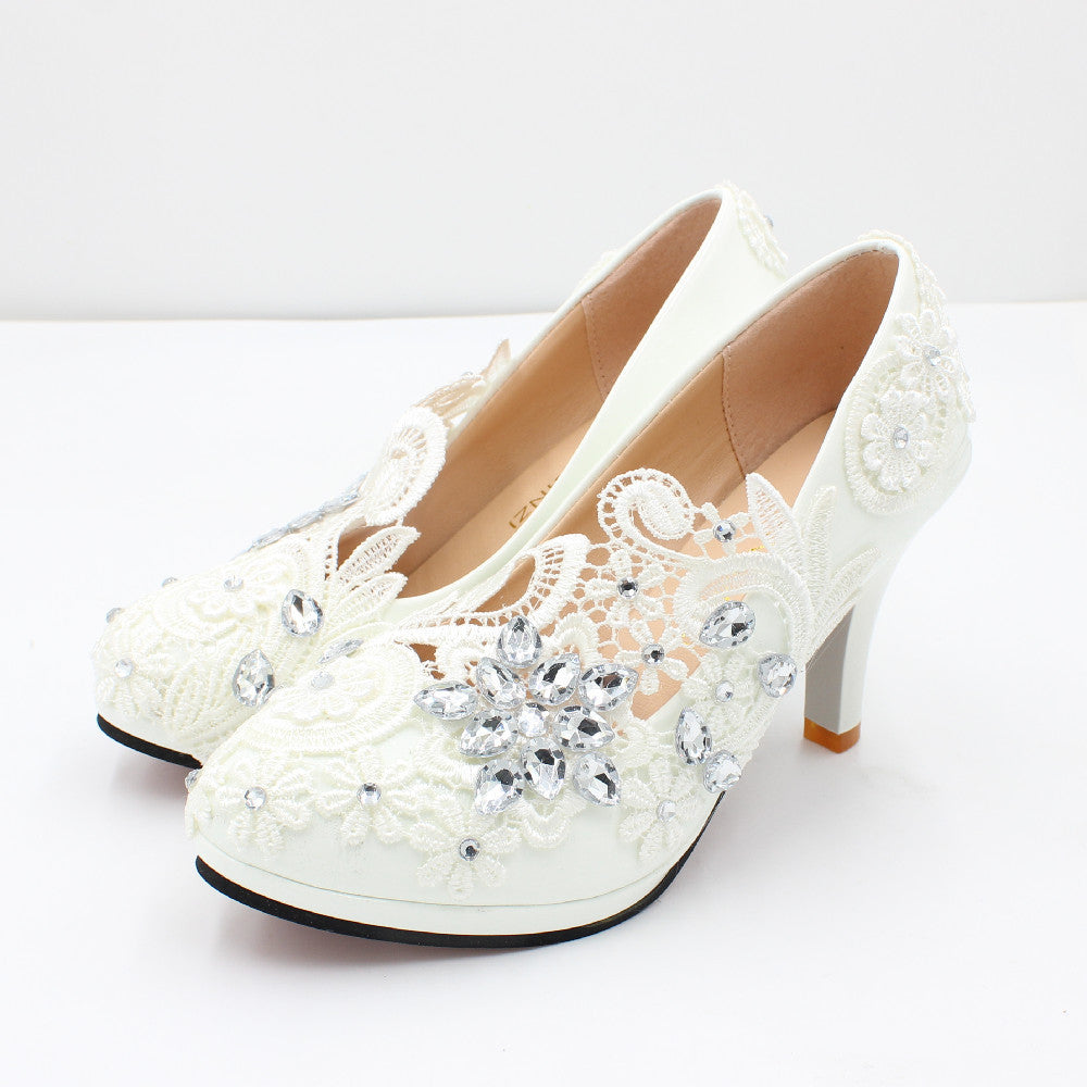 White Wedding Shoes High Heel Shoes & Bags