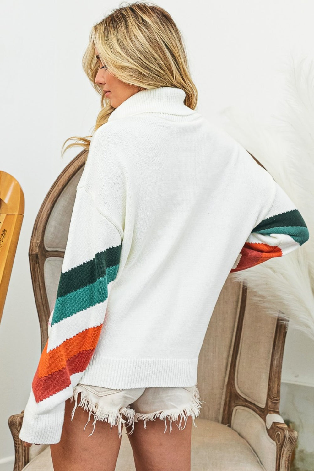 BiBi Multi Color Chevron Pattern Sweater 