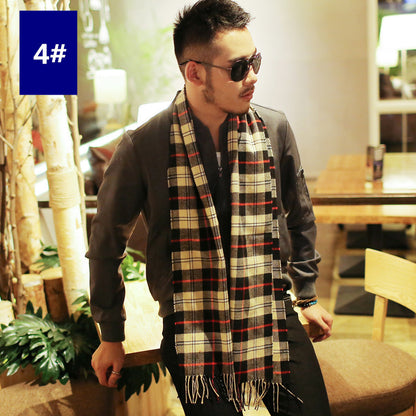 Men's Fashion Casual Warm Plaid Scarf Men's Scarves