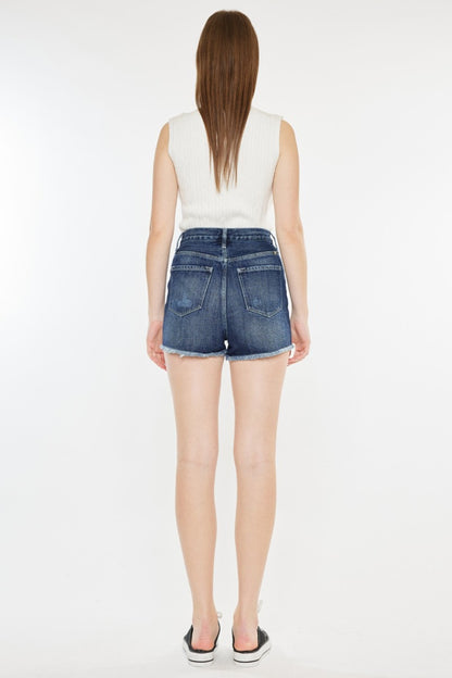 Kancan Raw Hem Button Fly Denim Shorts Bottom wear