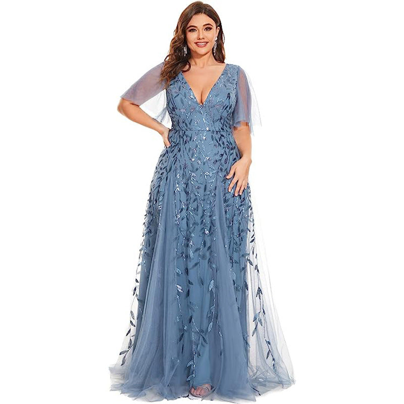 Women's Plus Size Bridesmaid Sequined Net Fishtail Dress Dresses & Tops