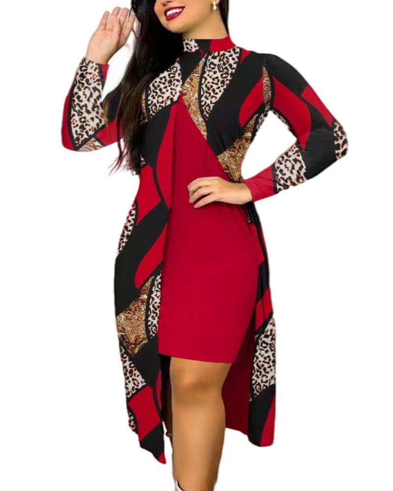 Two-piece Long Sleeve Printed Turtleneck Suit Women apparel & accessories