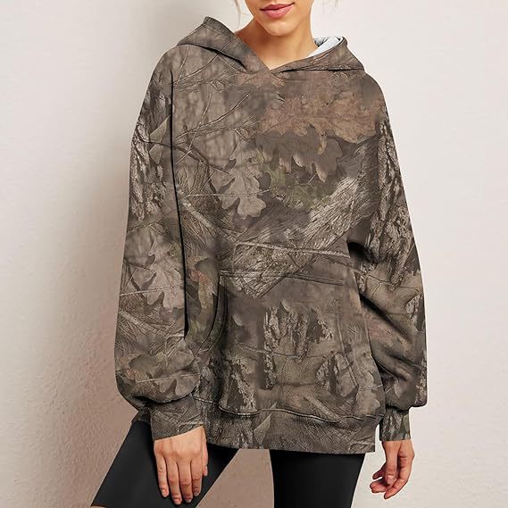 Women's Camouflage Hoodie Maple Leaf Print Oversized apparels & accessories