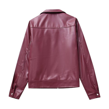 Cool And Wild Lapel Leather Biker's Leather Jacket apparel & accessories