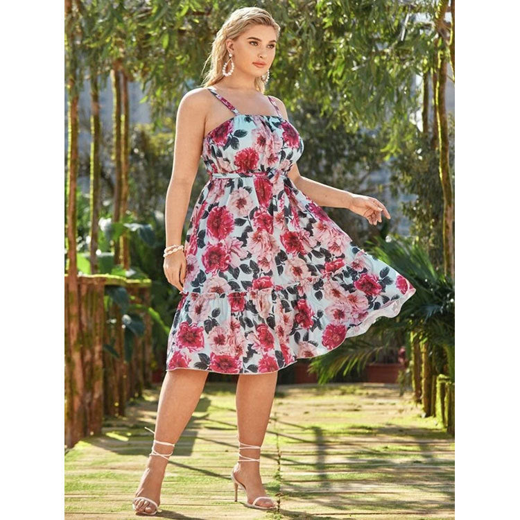 Print Big Swing Female Plus Size Dress Dresses & Tops