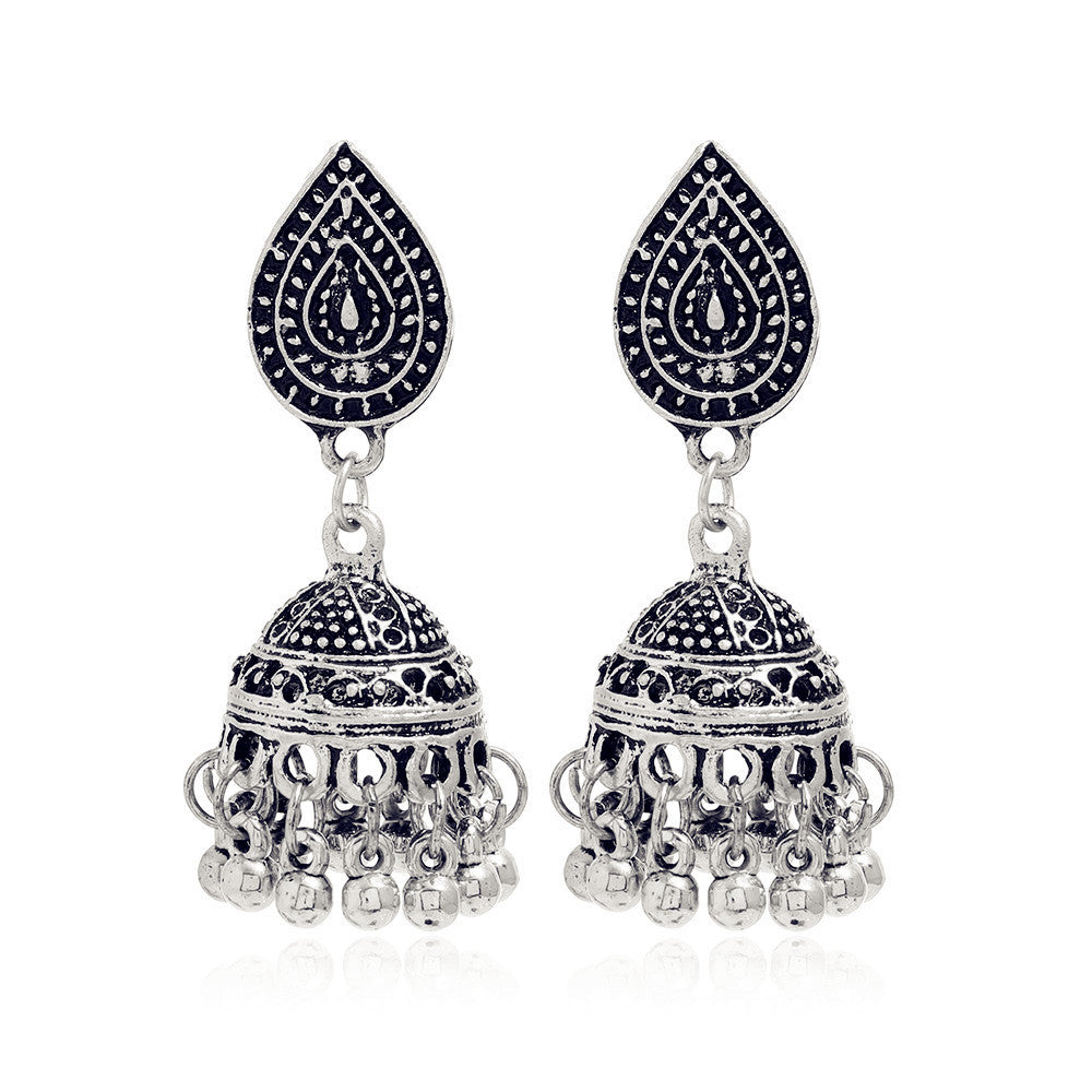 Bohemian Ethnic Carved Vintage Pattern Creative Bell Earrings Jewelry