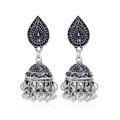 Bohemian Ethnic Carved Vintage Pattern Creative Bell Earrings Jewelry