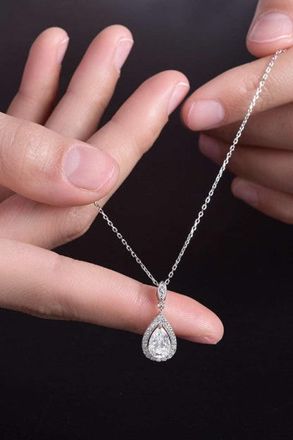 1.5 Carat Moissanite Sterling Silver Teardrop Necklace Jewelry