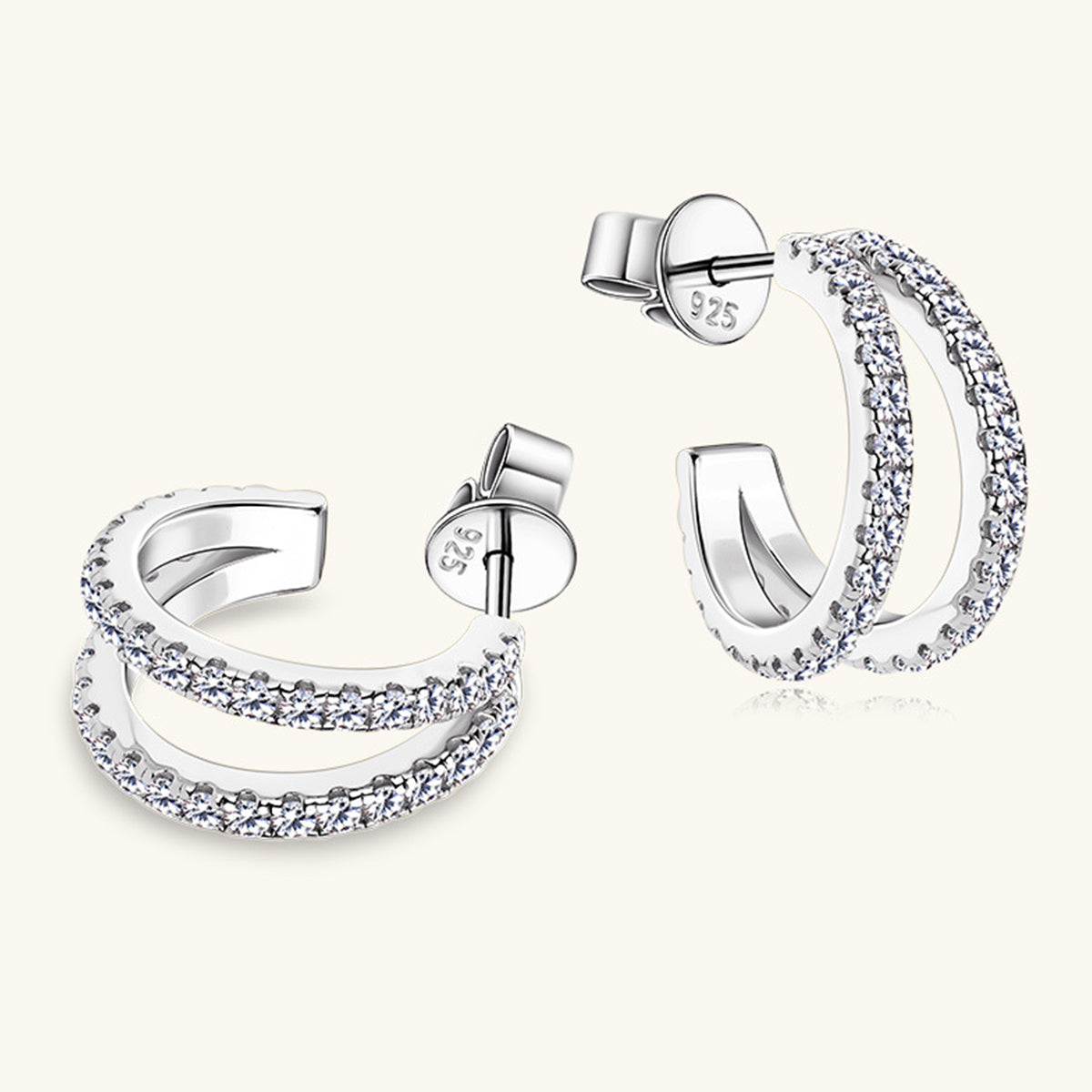 Moissanite 925 Sterling Silver C-Hoop Earrings apparel & accessories