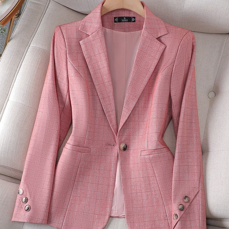 Women's Small Pink Checked Suit Jacket apparels & accessories