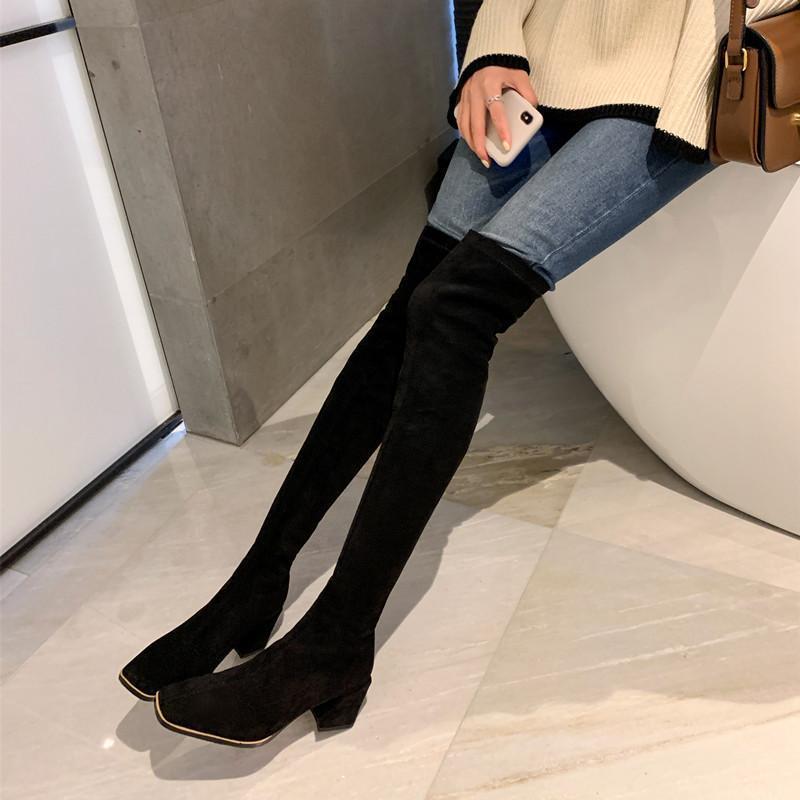 Over The Knee Thick High Heel Boots Shoes & Bags