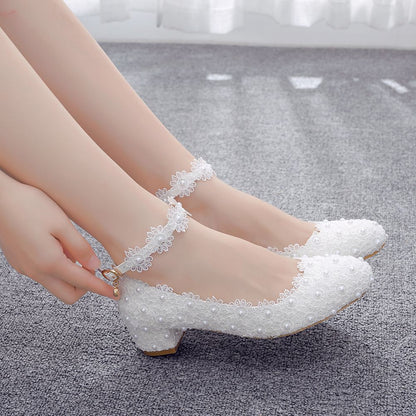 Women's White Lace Wedding Shoes Shoes & Bags