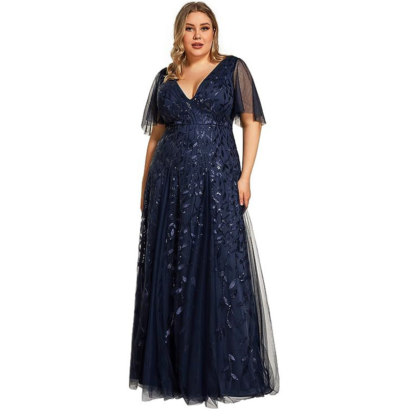 Women's Plus Size Bridesmaid Sequined Net Fishtail Dress Dresses & Tops