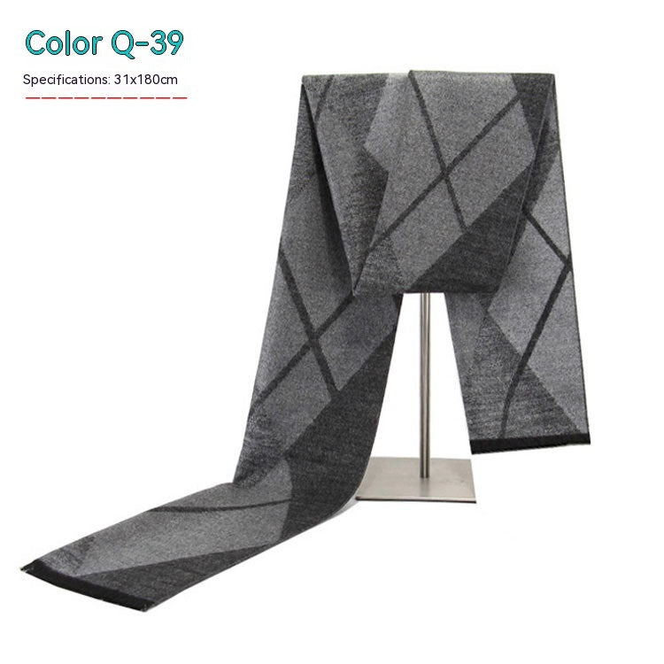 Men's Striped Winter Warm Artificial Cashmere Scarf Men's Scarves