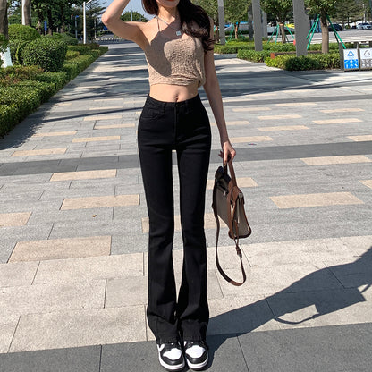 Off White High Waist Flare Pants For Women apparel & accessories