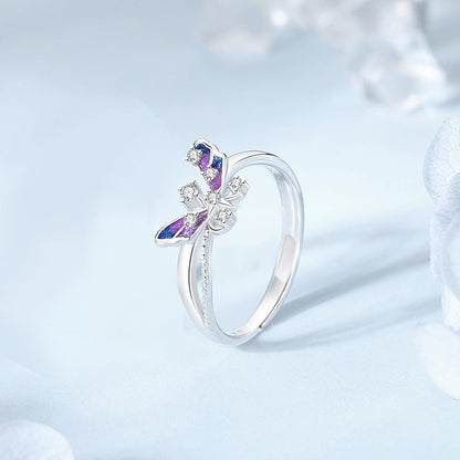 Starry Butterfly Lovers Couple Ring, Pure Silver Jewelry