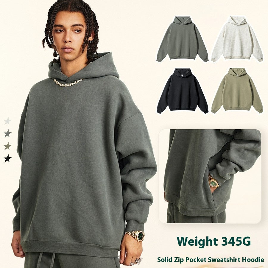 Loose Fleece-lined Sports Sweater American Style men's clothing