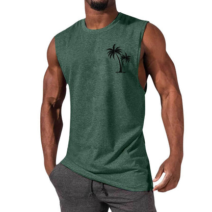 Coconut Tree Embroidery Vest Summer Beach Tank Tops T-Shirts & hoodies