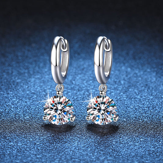 European And American S925 Sterling Silver Earrings Moissanite Jewelry