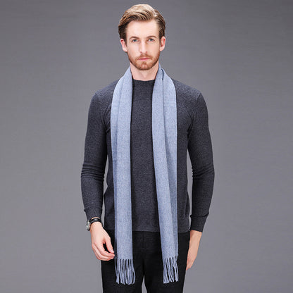 High-end brand winter cashmere scarf Men and women with pure wool warm retro thickened long collar Men's Scarves