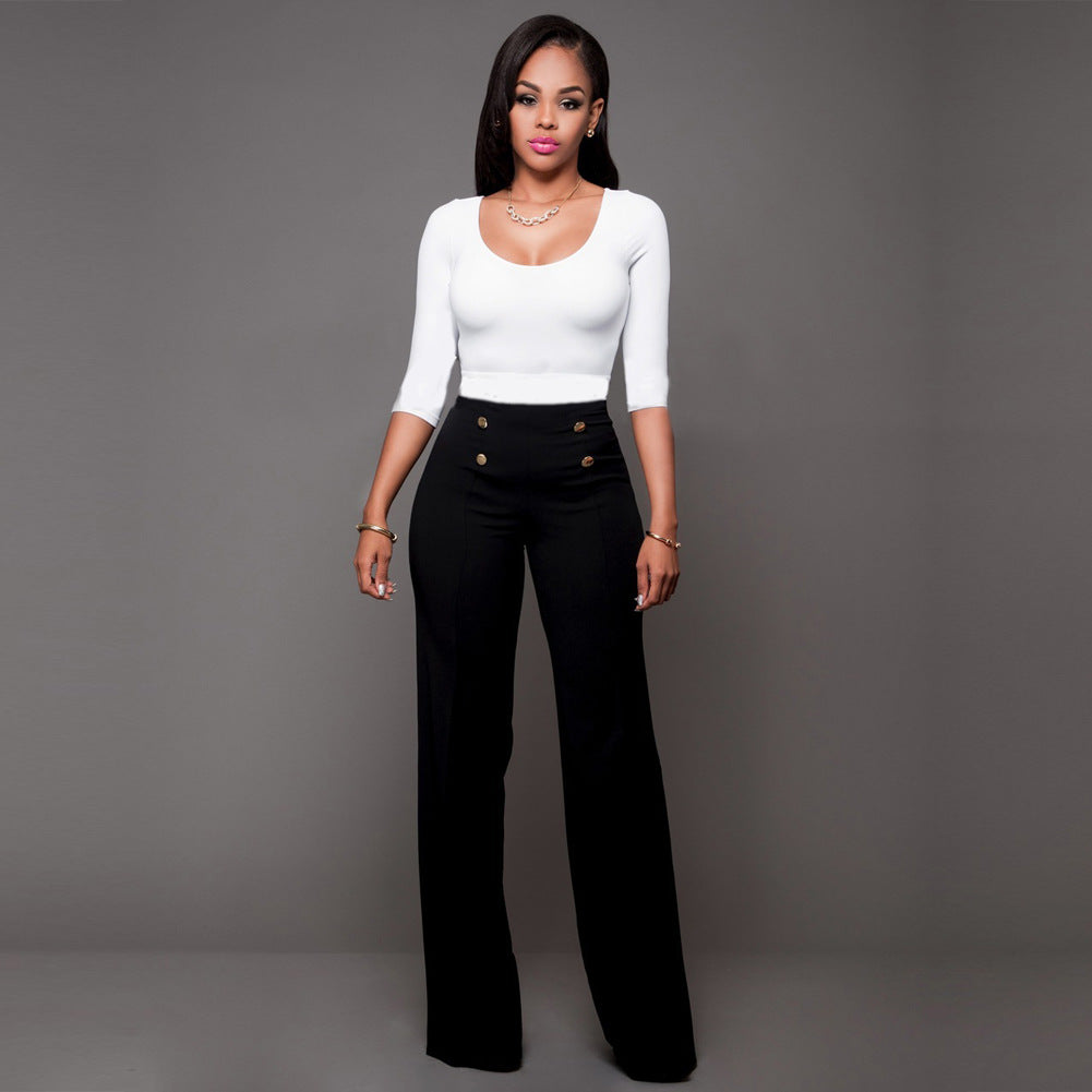 Stylish Slim Personality Double-Breasted Flared Trousers apparel & accessories