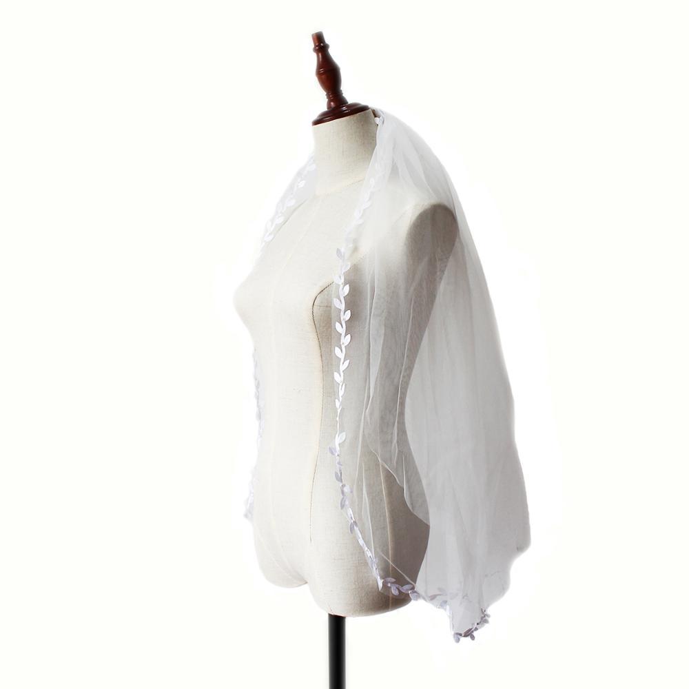 Mid Length Bridal Veil With Double Leaf Edge apparel & accessories
