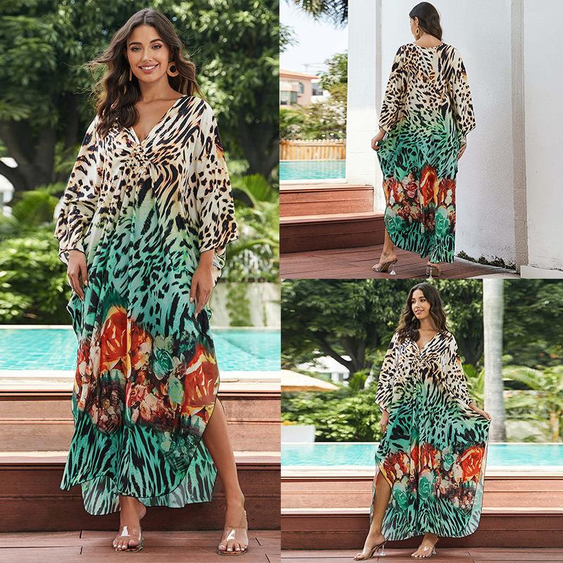 European And American Printed Chest Woven Beach Cover-up apparel & accessories