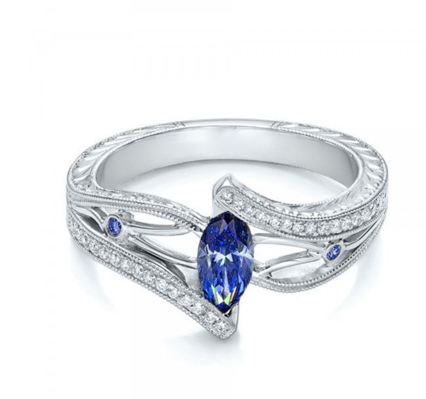 Hot European and American luxury aquamarine topaz engagement ring Jewelry