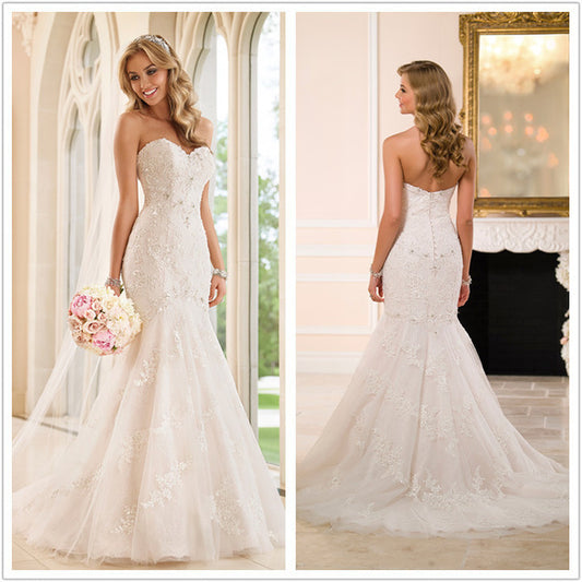 Trailing wedding dress tube top lace wedding dress apparel & accessories