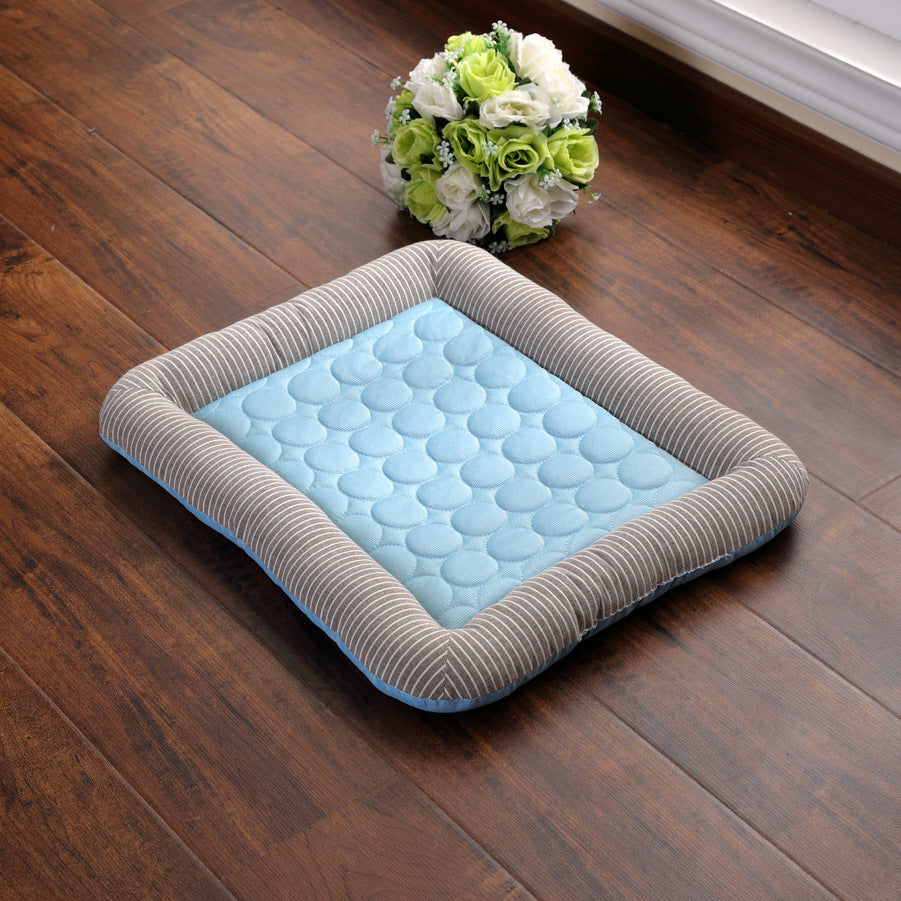 Pet Cooling Pad Bed For Dogs Cats Puppy Kitten Cool Mat Pet Blanket Ice Silk Material Soft For Summer Sleeping  Blue Breathable Pet bed