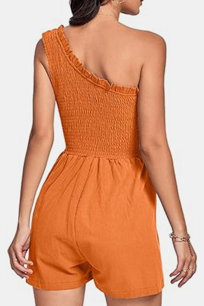 Smocked Single Shoulder Romper Bottom wear