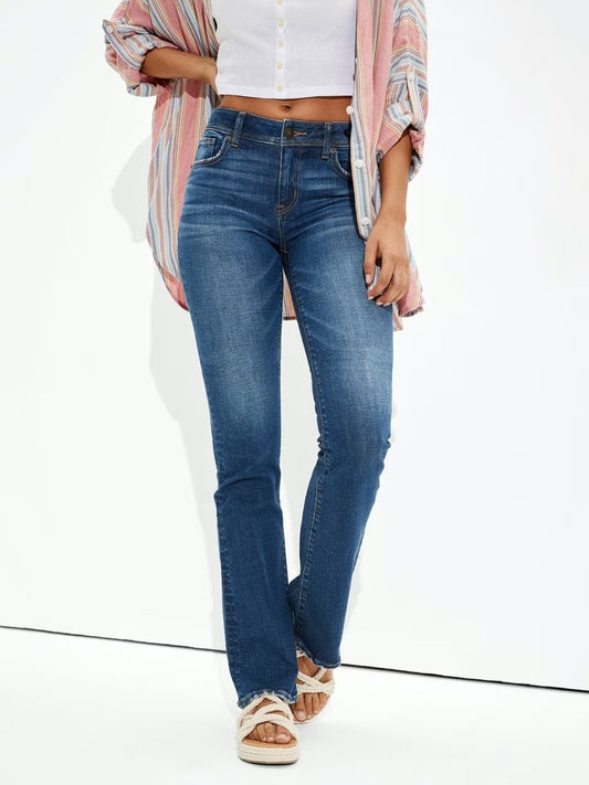 Buttoned Straight Jeans with Pockets Bottom wear