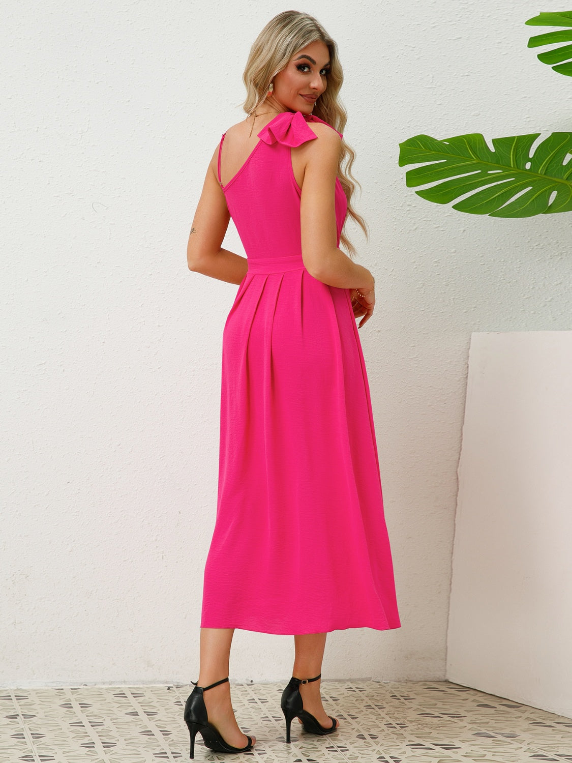 Bow Asymmetrical Neck Sleeveless Dress Dresses & Tops