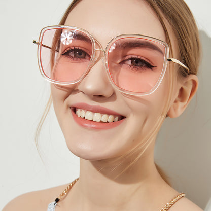 Big Square Sunglasses Women Transparent Frame Ocean Color apparels & accessories