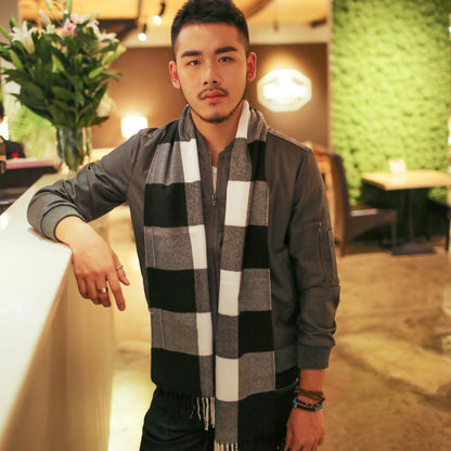 Men's Scarf Super Authentic British Check Warm Wai Men's Scarves