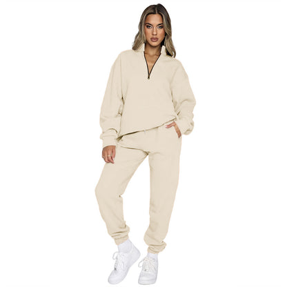 Zipper Pullover Long Sleeve Sweater Two-piece Set apparels & accessories