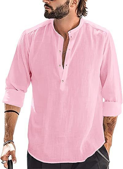 Men's Casual Stand-up Collar Long-sleeved Shirt men's clothing