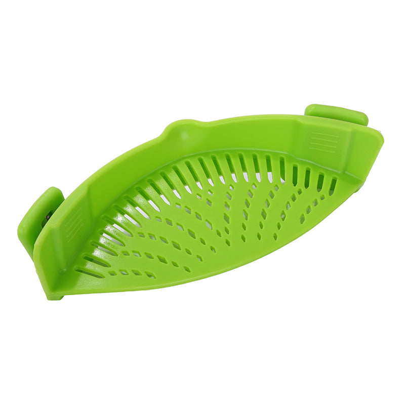 Silicone Clip-on Pot Pan Bowl Funnel Oil Strainer Creative Rice Washing Colander for Draining Liquid Fits All Pot Size HOME
