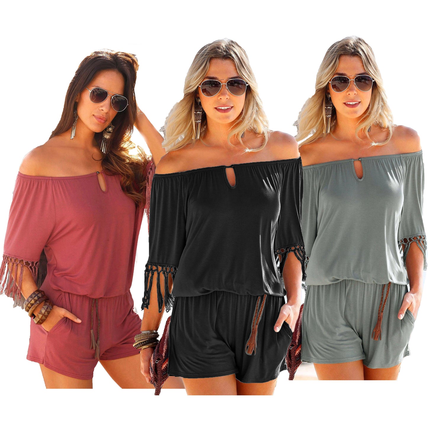 Summer wear word collar shirt tassels jumpsuits cool apparel & accessories