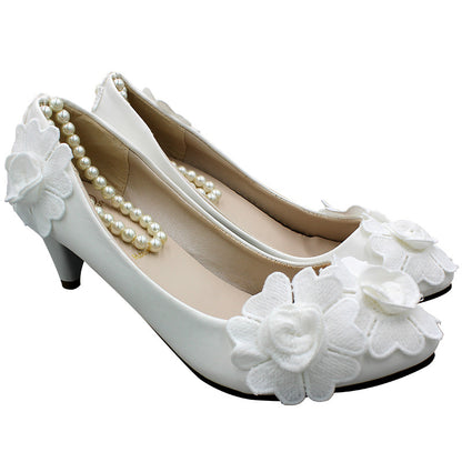 White Anklet Large Size Women's Wedding Shoes Shoes & Bags