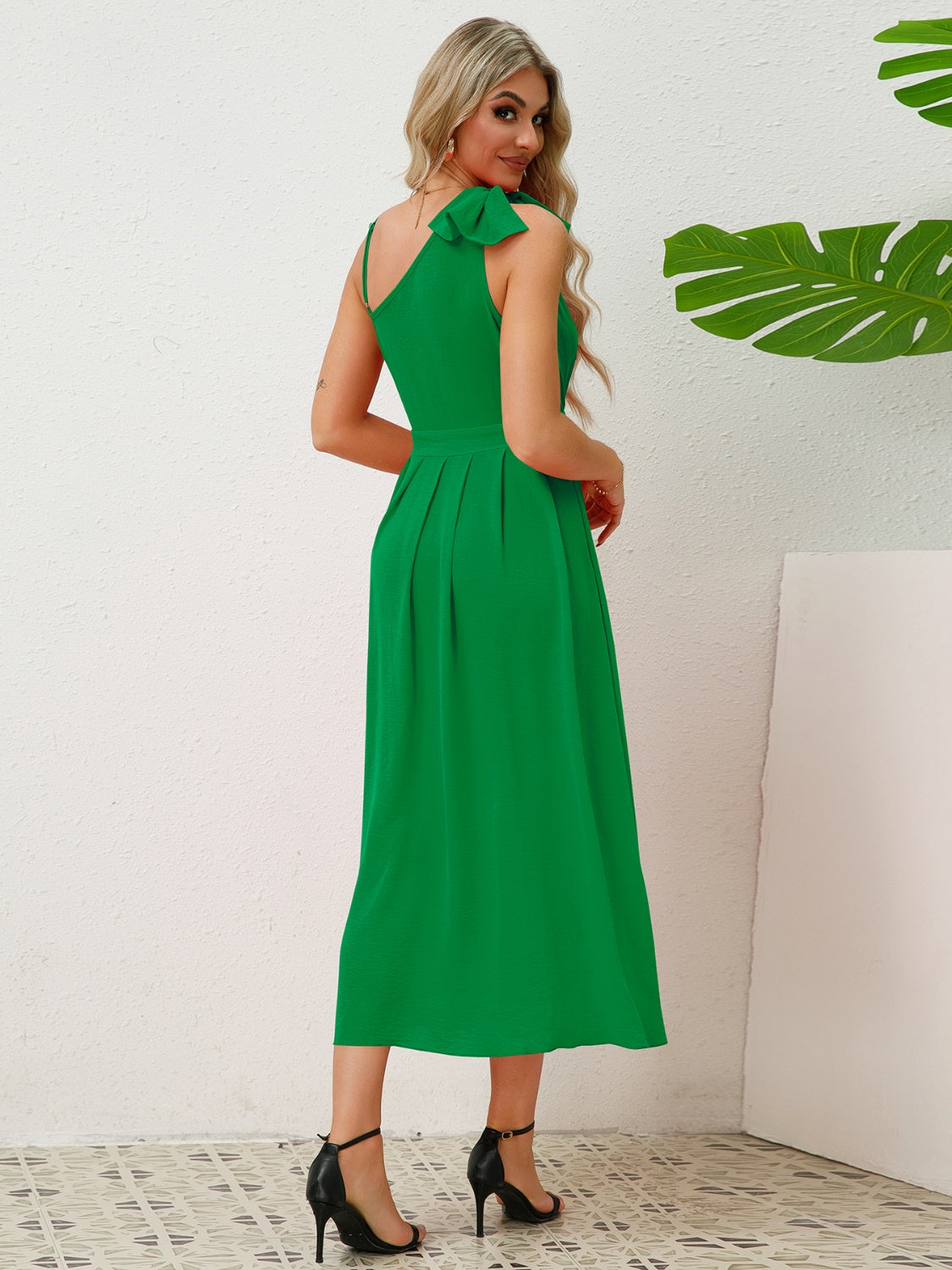 Bow Asymmetrical Neck Sleeveless Dress Dresses & Tops