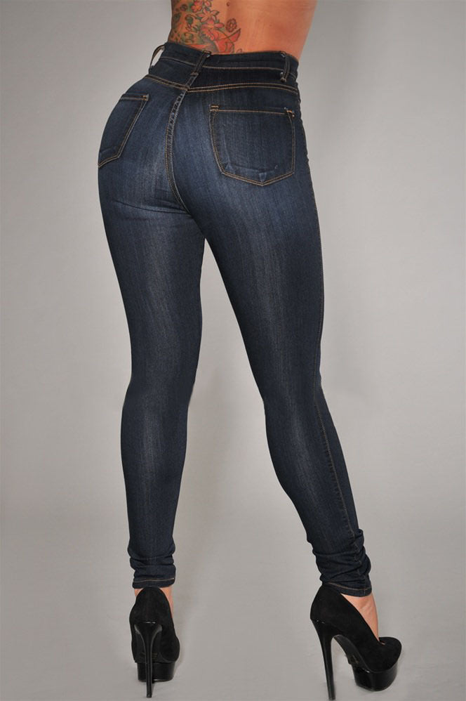 High-waist stretch slim denim pants apparel & accessories