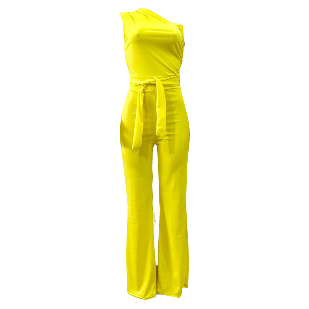 Sloping shoulder unilateral jumpsuit apparel & accessories